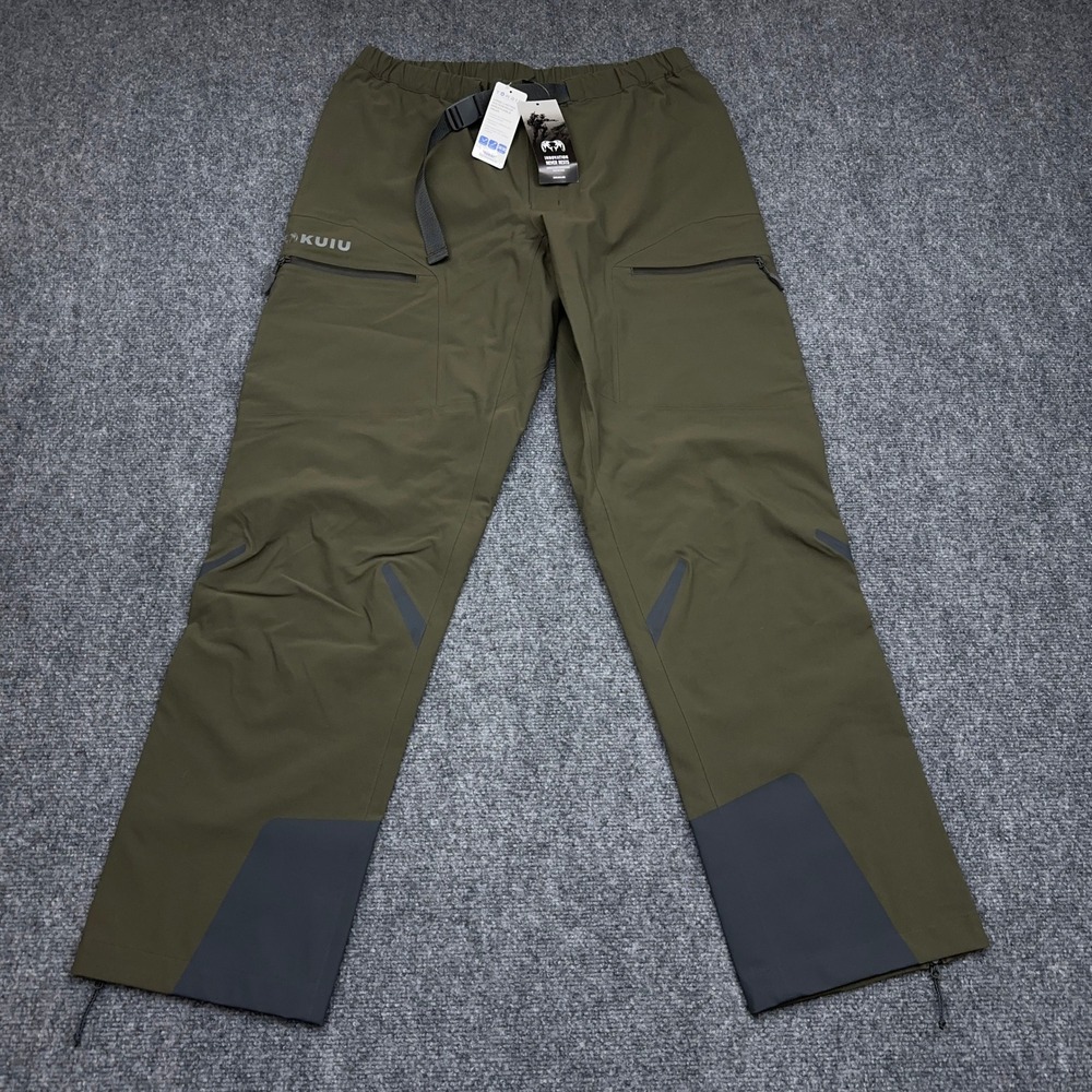 NEW KUIU Kutana Storm Shell Pant Mens Large Ash Green Waterproof Ripstop Hunting